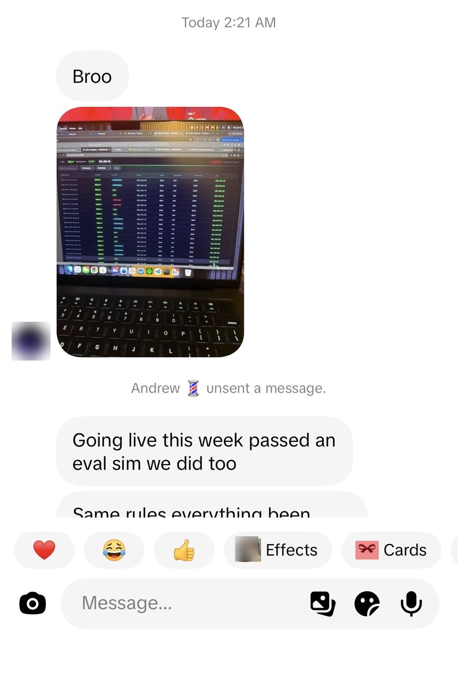 Client message — Andrew
